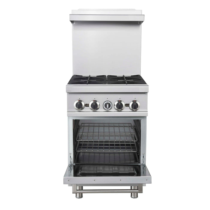 Forno Commerciale 24-Inch Gas Range with 4 Burners and 3.59 Cu. Ft. Oven in Stainless Steel (FCMGR0093-24)
