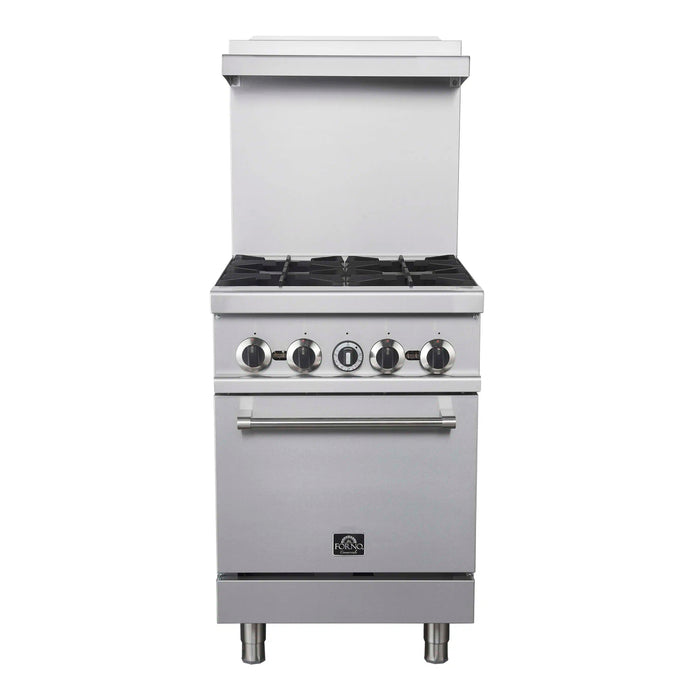 Forno Commerciale 24-Inch Gas Range with 4 Burners and 3.59 Cu. Ft. Oven in Stainless Steel (FCMGR0093-24)