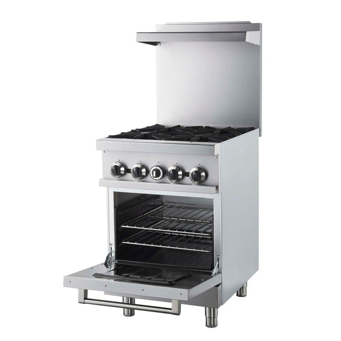 Forno Commerciale 24-Inch Gas Range with 4 Burners and 3.59 Cu. Ft. Oven in Stainless Steel (FCMGR0093-24)