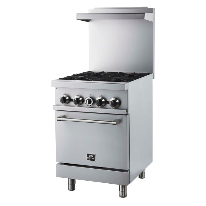 Forno Commerciale 24-Inch Gas Range with 4 Burners and 3.59 Cu. Ft. Oven in Stainless Steel (FCMGR0093-24)