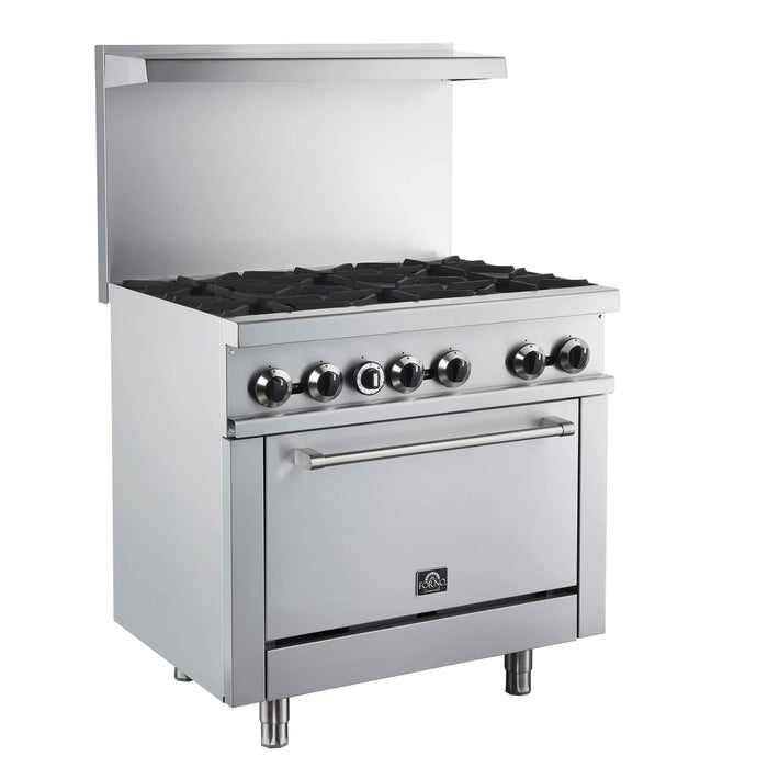 Forno Commerciale 36-Inch Gas Range with 6 Burners and 4.65 Cu. Ft. Oven in Stainless Steel (FCMGR0093-36)