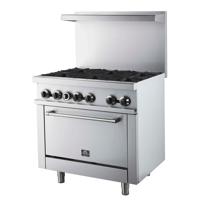 Forno Commerciale 36-Inch Gas Range with 6 Burners and 4.65 Cu. Ft. Oven in Stainless Steel (FCMGR0093-36)