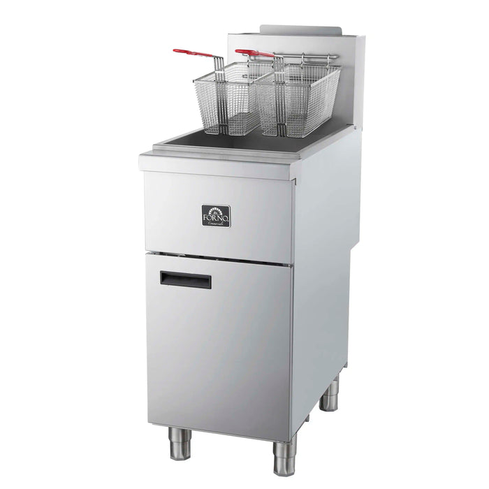 Forno Commerciale Natural Gas Deep Fryer with 3 Burners 90,000 BTU, 40 Lbs Oil Capacity, Millivolt Control (FCMGF0048)
