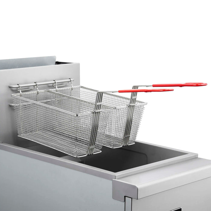 Forno Commerciale Natural Gas Deep Fryer with 3 Burners 90,000 BTU, 40 Lbs Oil Capacity, Millivolt Control (FCMGF0048)