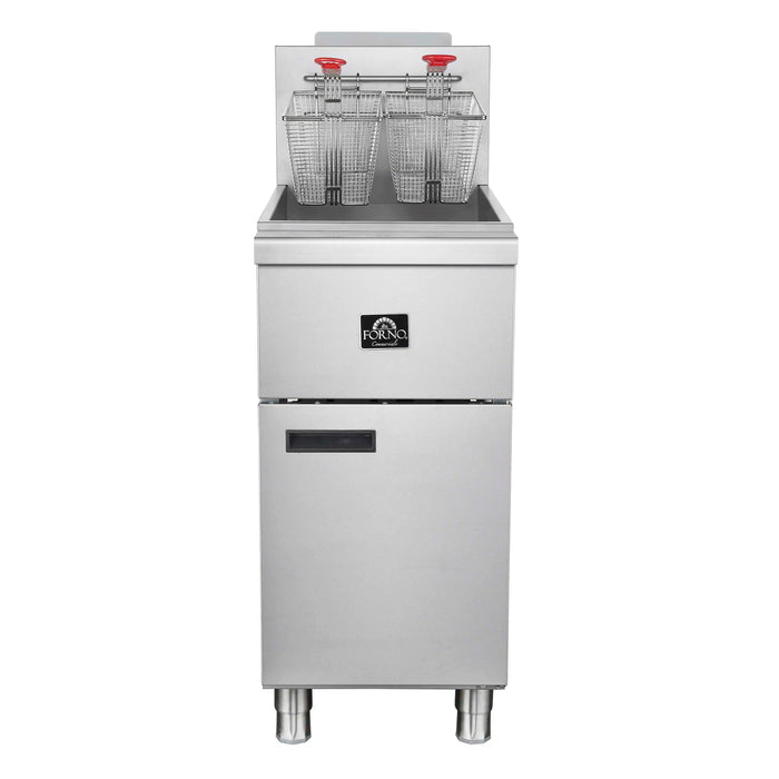 Forno Commerciale Natural Gas Deep Fryer with 3 Burners 90,000 BTU, 40 Lbs Oil Capacity, Millivolt Control (FCMGF0048)