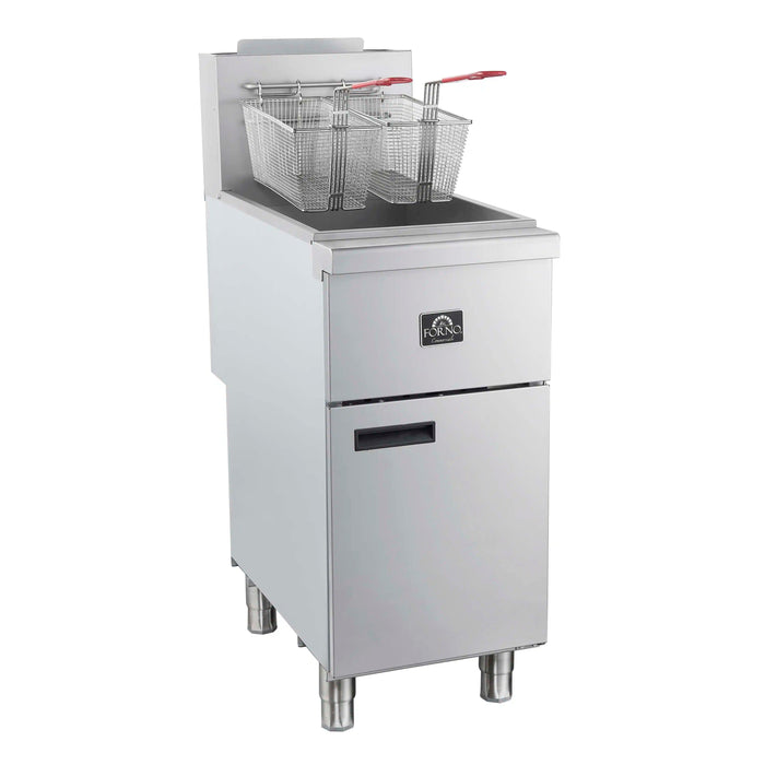 Forno Commerciale Natural Gas Deep Fryer with 3 Burners 90,000 BTU, 40 Lbs Oil Capacity, Millivolt Control (FCMGF0048)
