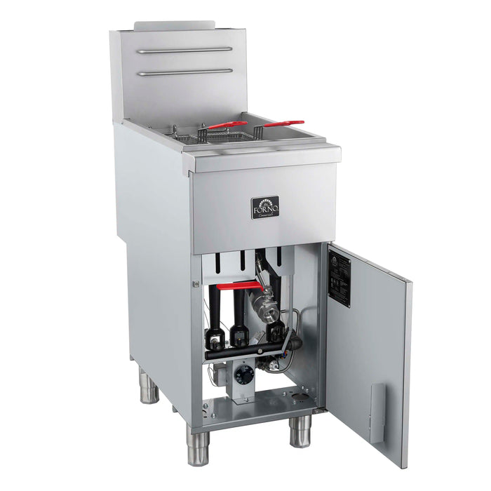 Forno Commerciale Natural Gas Deep Fryer with 3 Burners 90,000 BTU, 40 Lbs Oil Capacity, Millivolt Control (FCMGF0048)