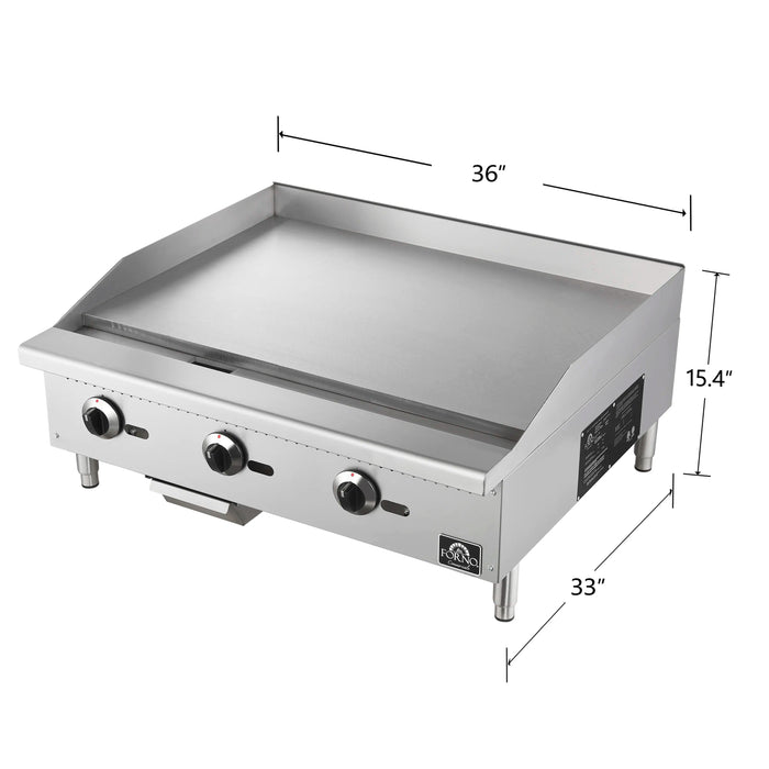 Forno Commerciale 36-Inch Gas Griddle in Stainless Steel (FCMGG0055-36)