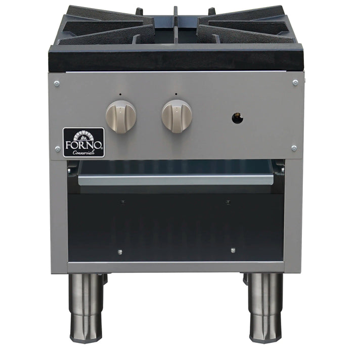Forno Commerciale 18-Inch Gas Stock Pot Range with 1 Powerful 3-Ring Burner, 80,000 BTU in Durable Stainless Steel and...