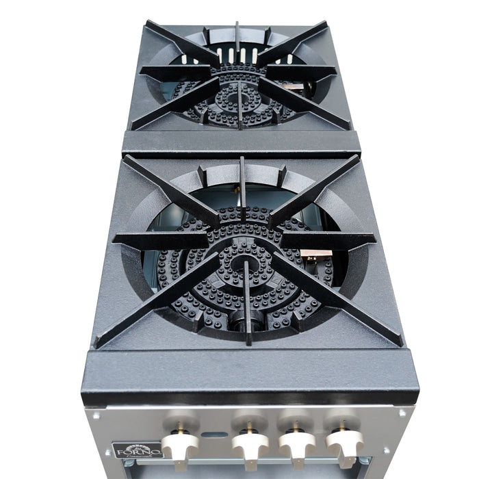 Forno Commerciale 18-Inch Gas Stock Pot Range with 2 Powerful 3-Ring Burners, 160,000 BTU in Durable Stainless Steel and Heavy-Duty Cast Iron Grates (FCMSP0094-18)