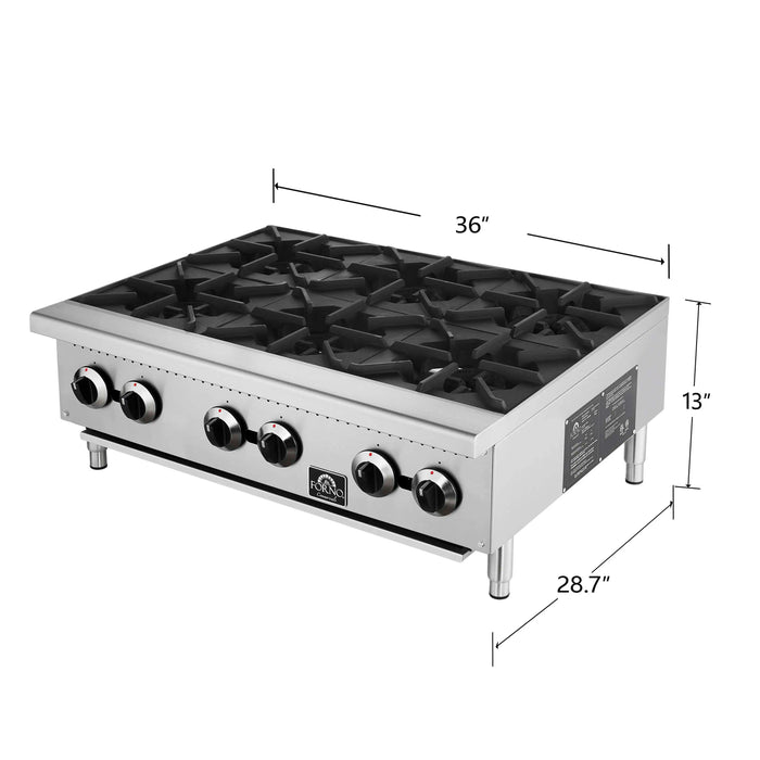 Forno Commerciale 36-Inch Gas Hotplate in Stainless Steel (FCMHP0079-36)