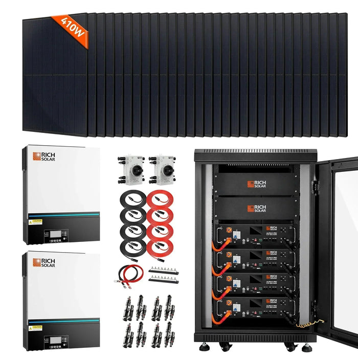 Green Vista Living Rich Solar - Complete Off-Grid Solar Kit | 13,000W 120/240V Output | 48VDC