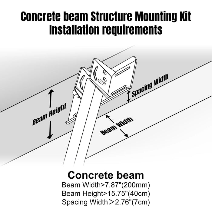 HVLS fan concrete beam bracket clamp assembly