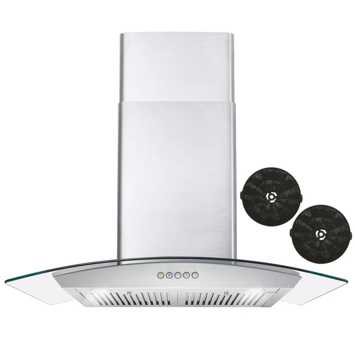 Cosmo 4-Piece Appliance Package - 30-Inch Gas Range, Wall Mount Range Hood, Dishwasher and Refrigerator with Water Dispenser in Stainless Steel (COS-4PKG-707) Cosmo