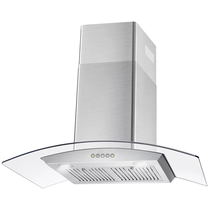 Cosmo 36-Inch  Ductless Wall Mount Range Hood in Stainless Steel with Tempered Glass (COS-668A900-DL) Cosmo