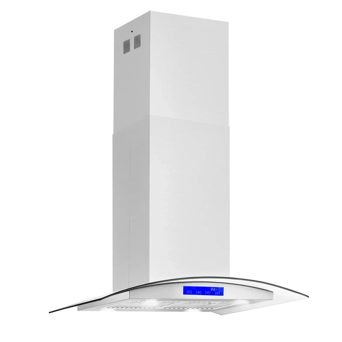 Cosmo 30-Inch 380 CFM Ductless Island Range Hood in Stainless Steel with Tempered Glass (COS-668ICS750-DL) Cosmo