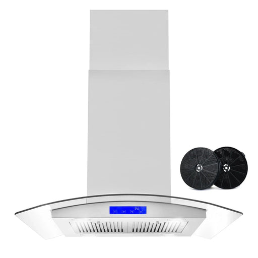 Cosmo 30-Inch 380 CFM Ductless Island Range Hood in Stainless Steel with Tempered Glass (COS-668ICS750-DL) Cosmo
