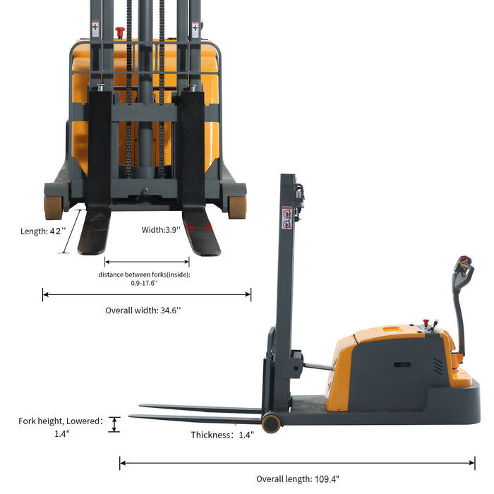 Xilin CPD15W-II-118 counterbalanced stacker dimensions and capacity diagram