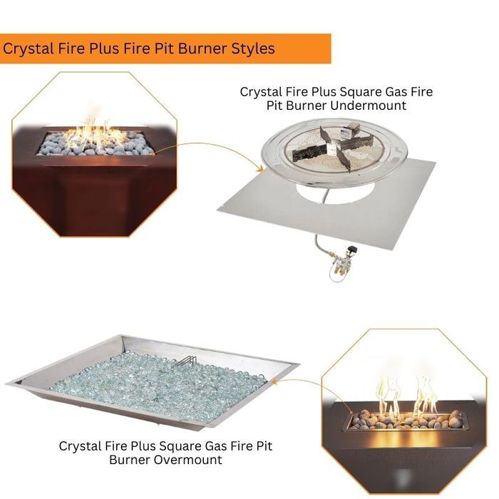 The Outdoor Greatroom Crystal Fire Plus Square Gas Fire Pit Burner