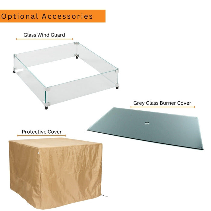 The Outdoor Greatroom Crystal Fire Plus Square Gas Fire Pit Burner