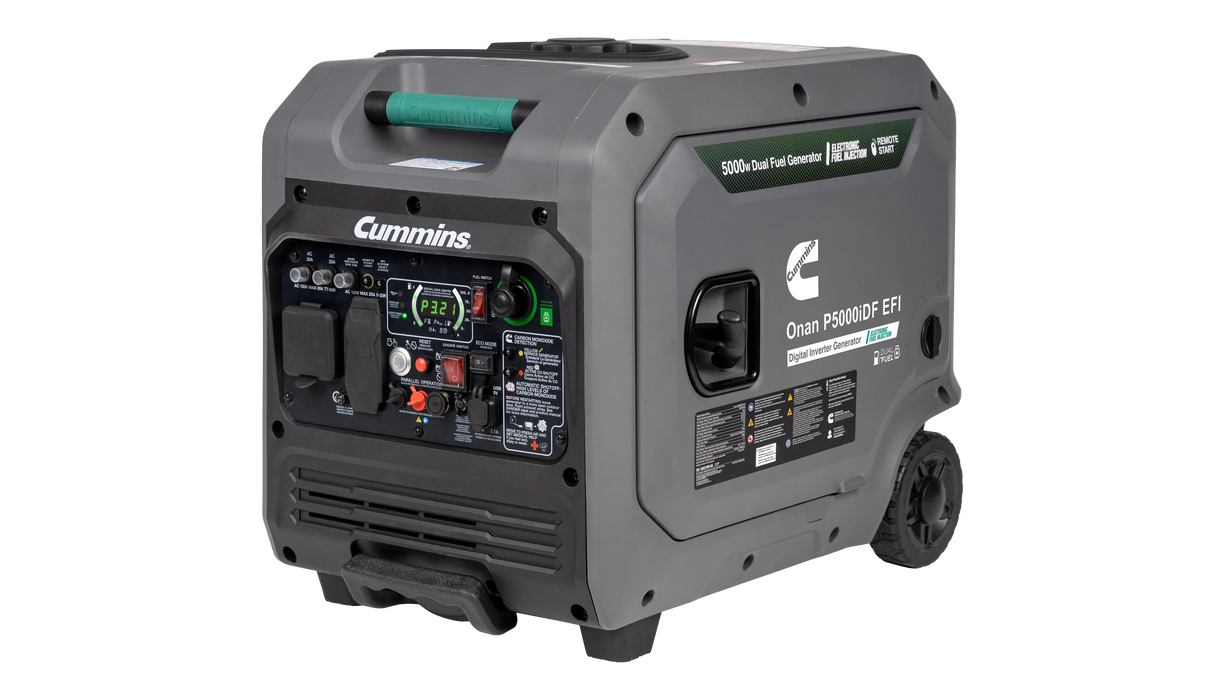 Cummins - A075C500 - Onan P5000iDF EFI Dual-Fuel Inverter Generator - Angled Front View