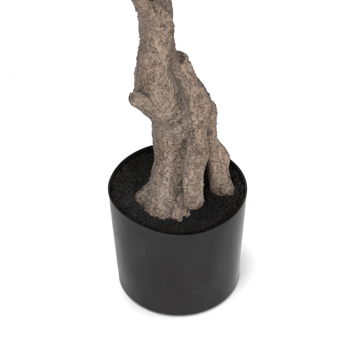 Faux Olive Tree with Weighted Black Pot, 78" D-014-3-521-16H - side view