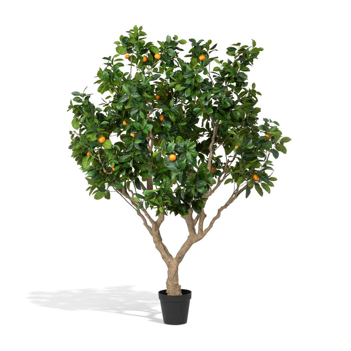 Faux Orange Tree with Weighted Black Pot, 98" D-019-3-520-16H - front view