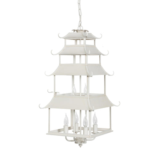 Peace Pagoda Chandelier, Cream D-069-3-584-12C - front view
