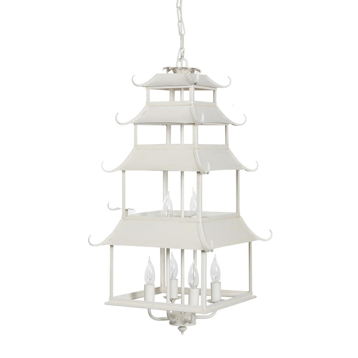 Peace Pagoda Chandelier, Cream D-069-3-584-12C - front view