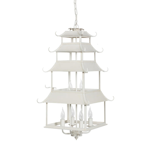 Peace Pagoda Chandelier, Cream D-069-3-584-12C - front view