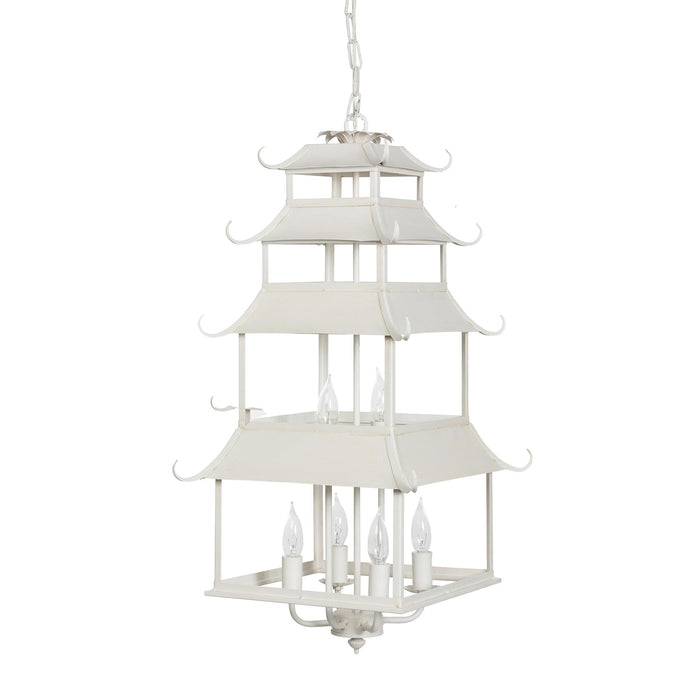 Peace Pagoda Chandelier, Cream D-069-3-584-12C - front view