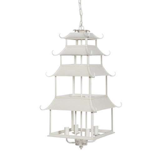 Peace Pagoda Chandelier, Cream D-069-3-584-12C - angle view