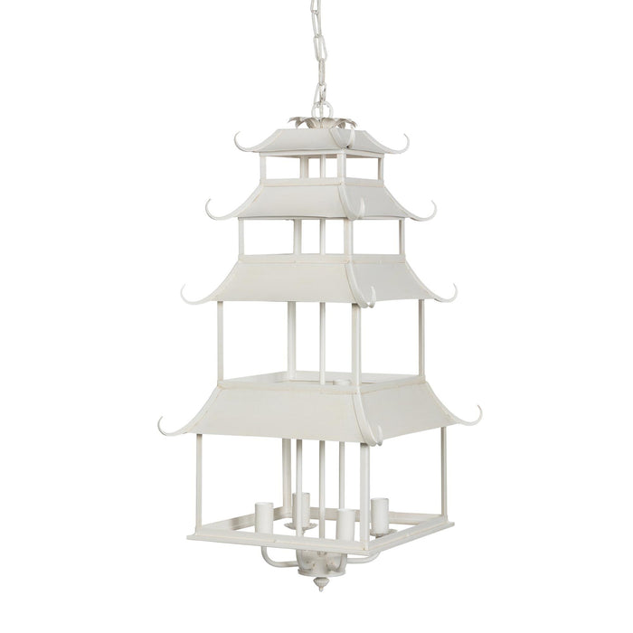 Peace Pagoda Chandelier, Cream D-069-3-584-12C - angle view