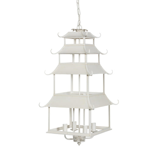 Peace Pagoda Chandelier, Cream D-069-3-584-12C - angle view