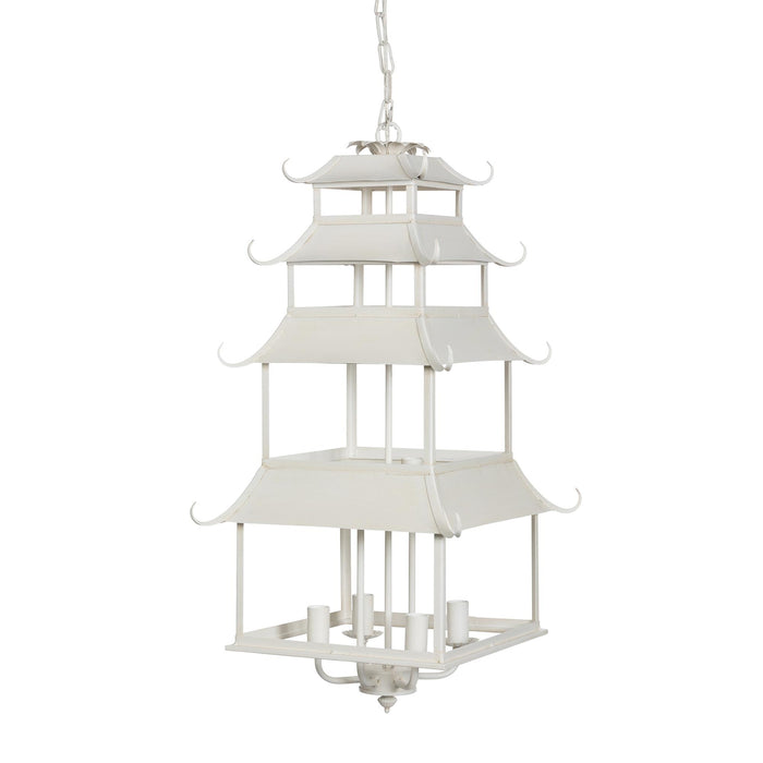 Peace Pagoda Chandelier, Cream D-069-3-584-12C - angle view
