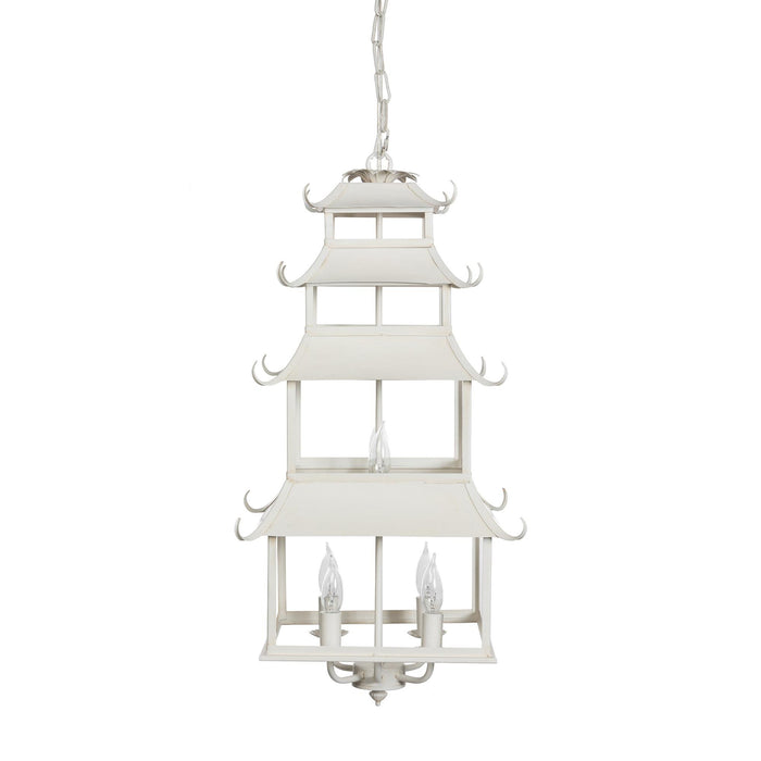 Peace Pagoda Chandelier, Cream D-069-3-584-12C - side view