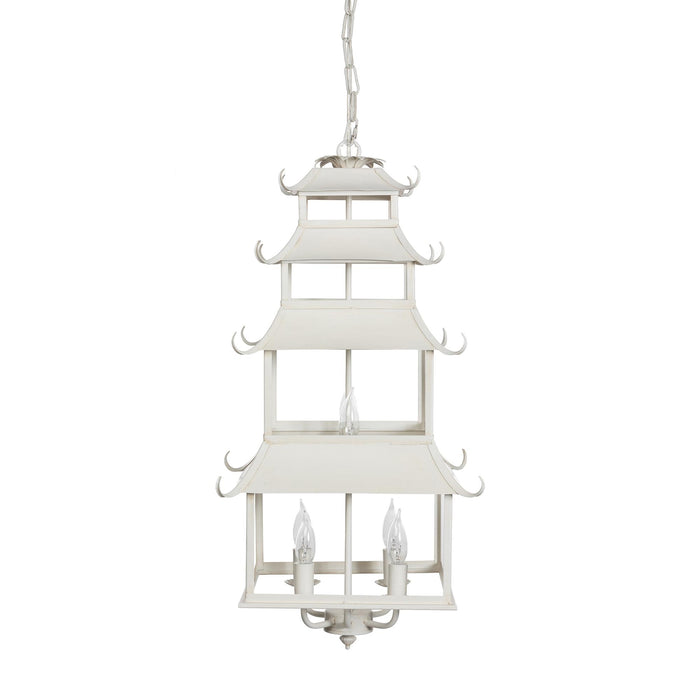 Peace Pagoda Chandelier, Cream D-069-3-584-12C - side view