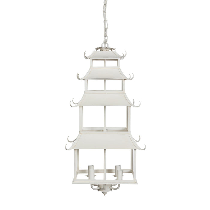 Peace Pagoda Chandelier, Cream D-069-3-584-12C - detail close-up
