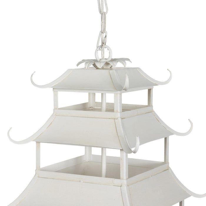 Peace Pagoda Chandelier, Cream D-069-3-584-12C - back view