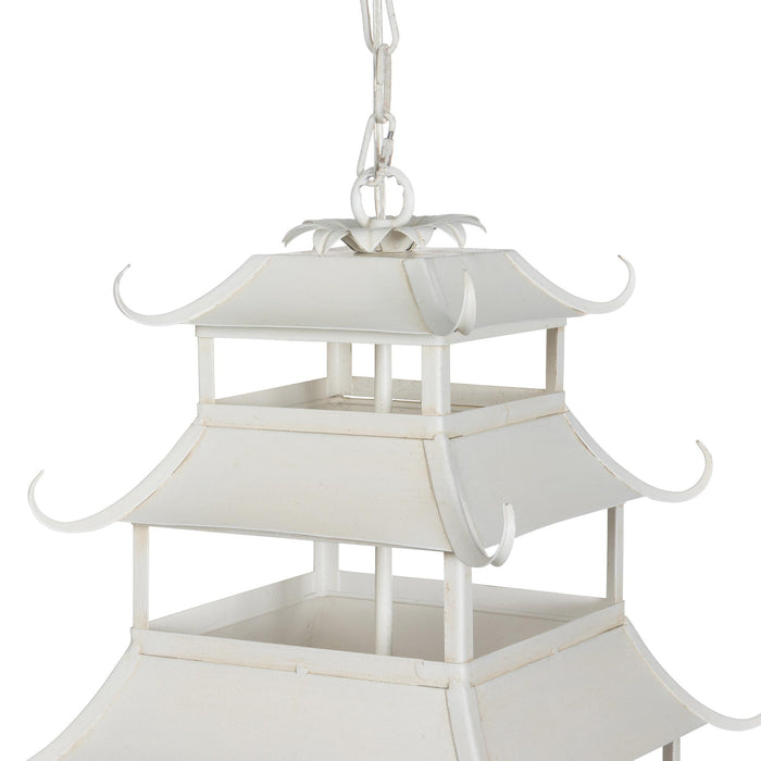 Peace Pagoda Chandelier, Cream D-069-3-584-12C - back view