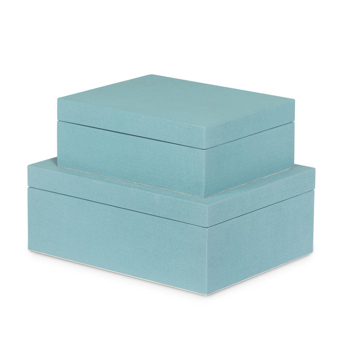 Park Hill Collection St. Tropez Decorative Boxes, Set of 2 – Mistral Blue