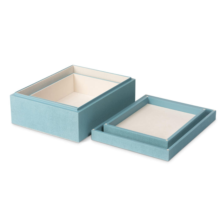 Park Hill Collection St. Tropez Decorative Boxes, Set of 2 – Mistral Blue (view 8)
