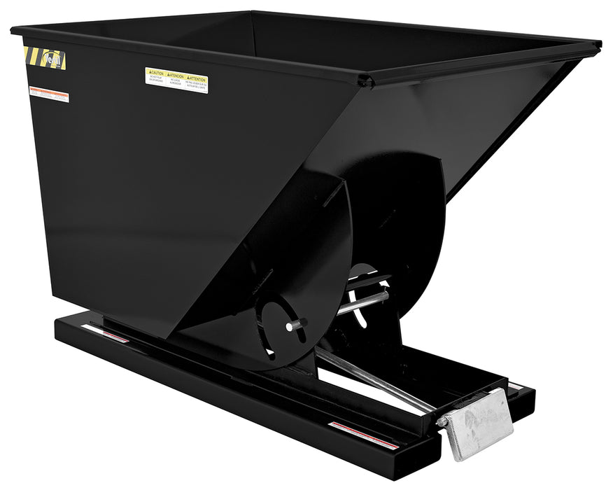 Vestil D-100-HD-BLK-SG Steel Heavy Duty Self Dumping Hopper 1 Cubic Yard 6,000 lb. Capacity Semi Gloss Black
