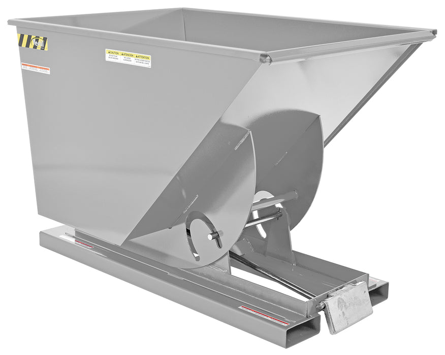 Vestil D-100-HD-SL Steel Heavy Duty Self Dumping Hopper 1 Cubic Yard 6,000 lb. Capacity Silver Lining