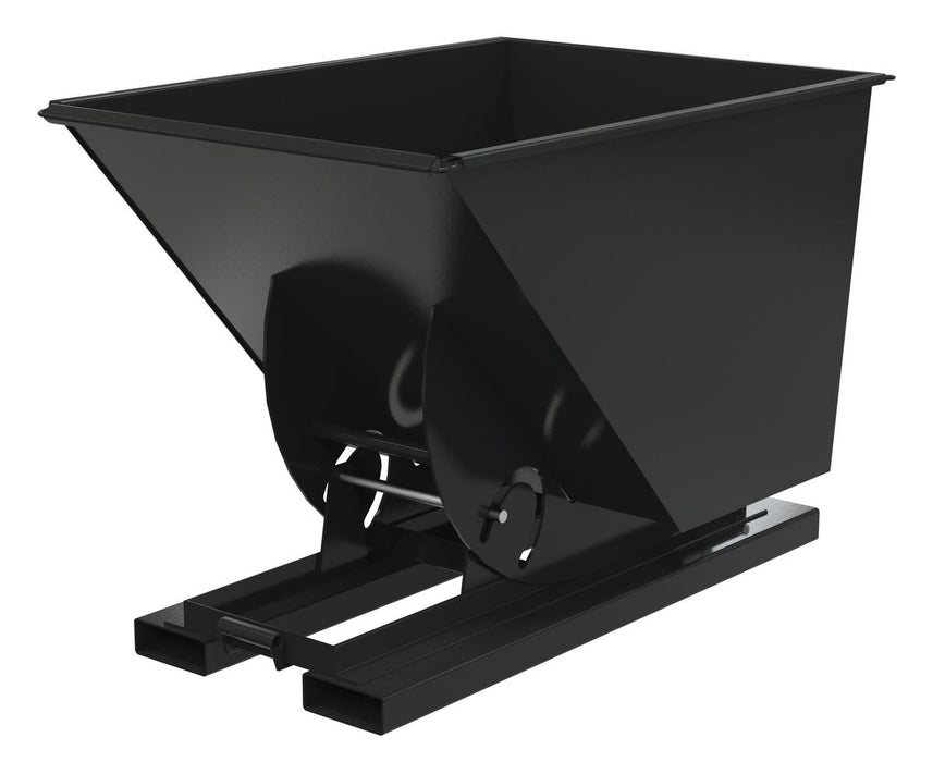 Vestil D-100-LD-NB-BLK-SG Steel Light Duty No Bump & Dump Hopper 1 Cubic Yard 2,000 lb. Capacity Semi Gloss Black