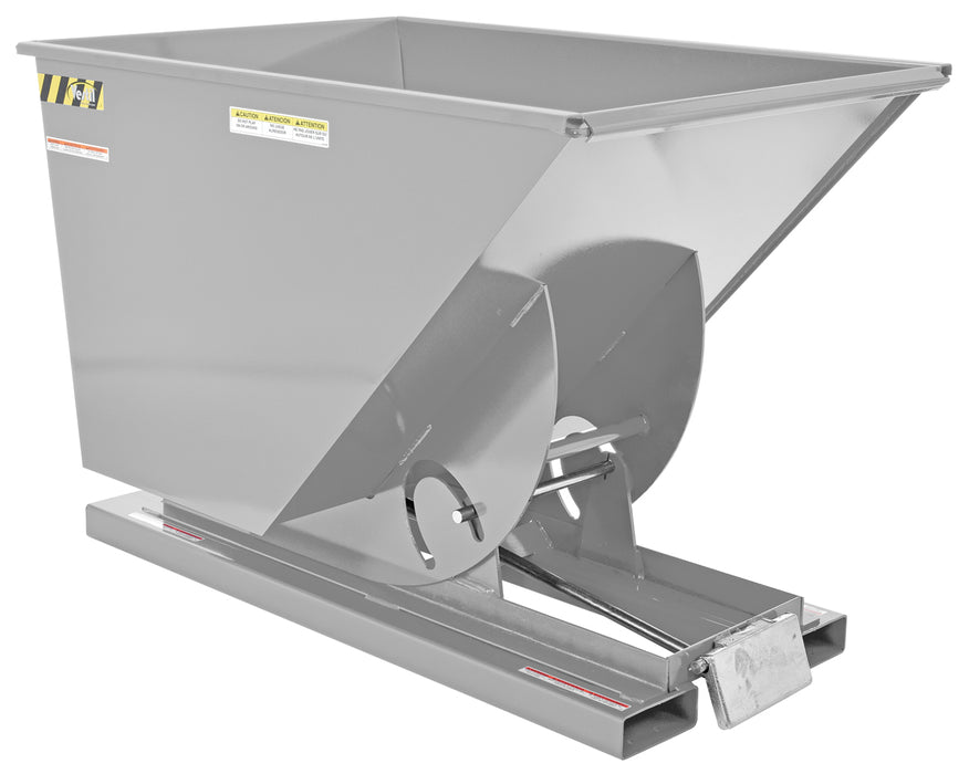 Vestil D-100-LD-SL Steel Light Duty Self Dumping Hopper 1 Cubic Yard 2,000 lb. Capacity Silver Lining