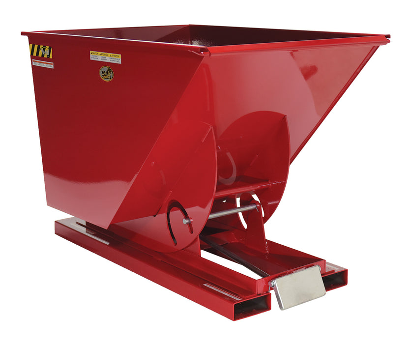 Vestil D-100-LD-SR Steel Light Duty Self Dumping Hopper 1 Cubic Yard 2,000 lb. Capacity Soda Red