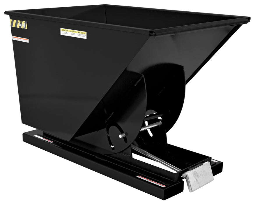 Vestil D-100-MD-BLK-SG Steel Medium Duty Self Dumping Hopper 1 Cubic Yard 4,000 lb. Capacity Semi Gloss Black