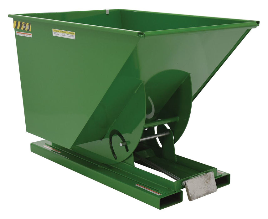 Vestil D-100-MD-GRN-T Steel Medium Duty Self Dumping Hopper 1 Cubic Yard 4,000 lb. Capacity Green