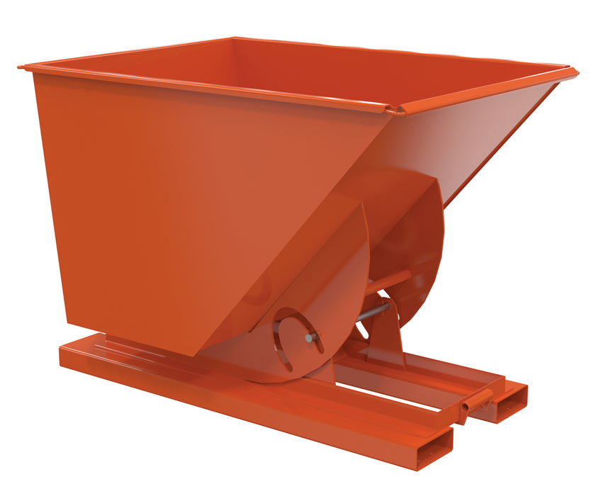 Vestil D-100-MD-NB-ORG-C Steel Medium Duty No Bump & Dump Hopper 1 Cubic Yard 4,000 lb. Capacity Orange